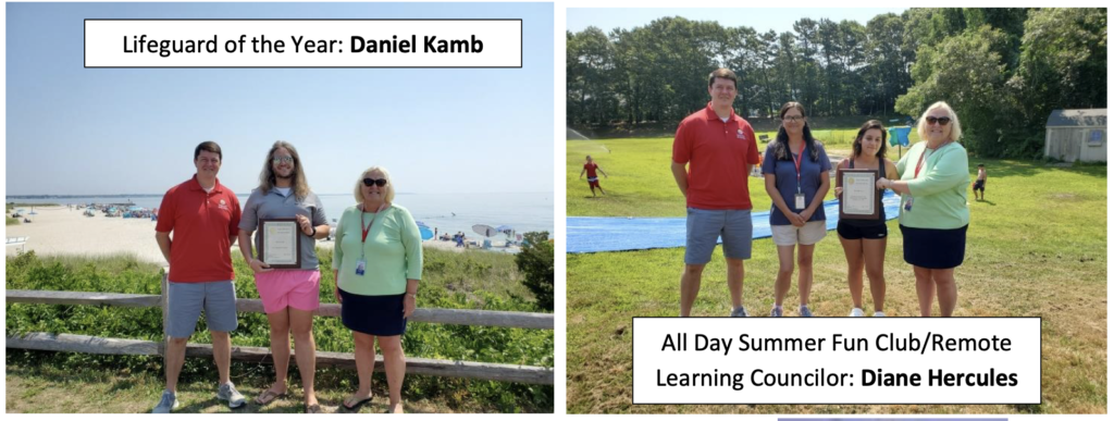 Lifeguard of the Year: Daniel Kamb and  All Day Summer Fun Club/Remote Learning Councilor: Diane Hercules