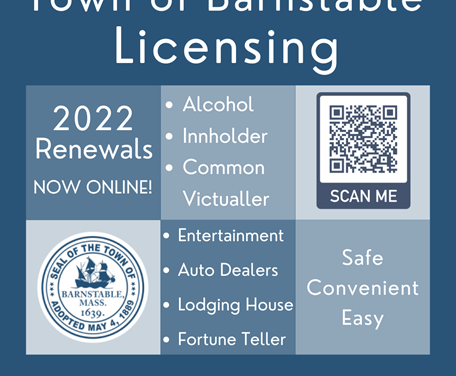 2022 Town of Barnstable License Renewals are now online