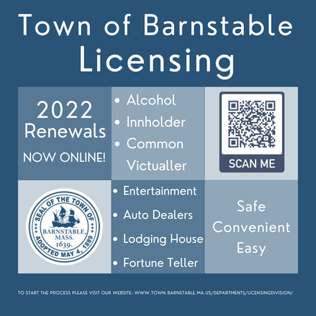 2022 Town of Barnstable License Renewals are now online