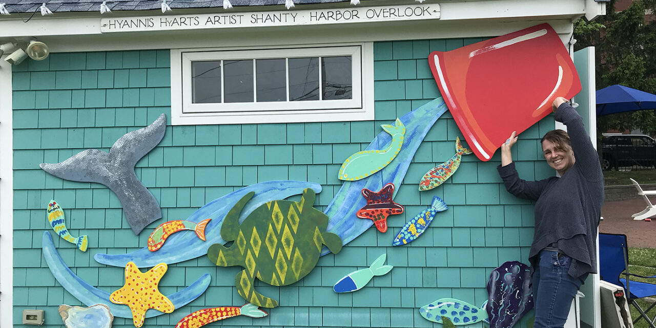 “Sea of Color” a whimsical ocean inspired, sculptural mural art installation Harbor Overlook, downtown Hyannis HyArts Cultural District