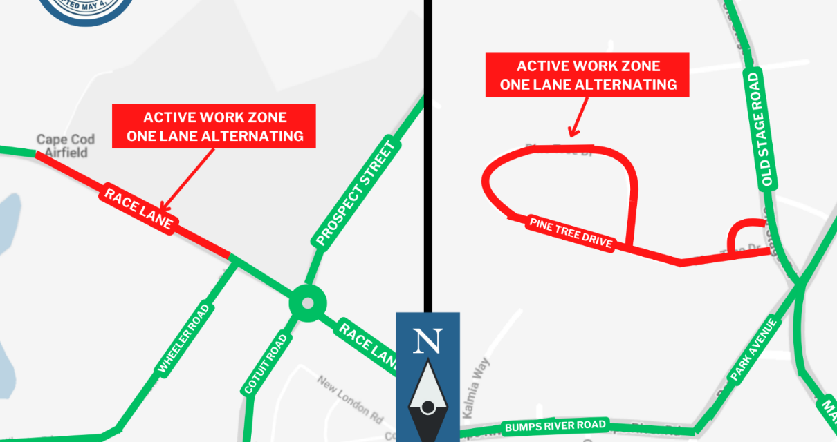 Traffic Advisory: Paving on Race Lane, Marstons Mills, and Pine Tree Drive, Centerville