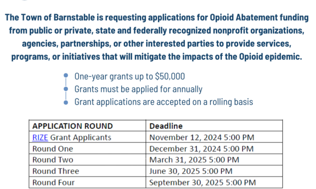 Town of Barnstable Releases Opioid Abatement Fund Application Process