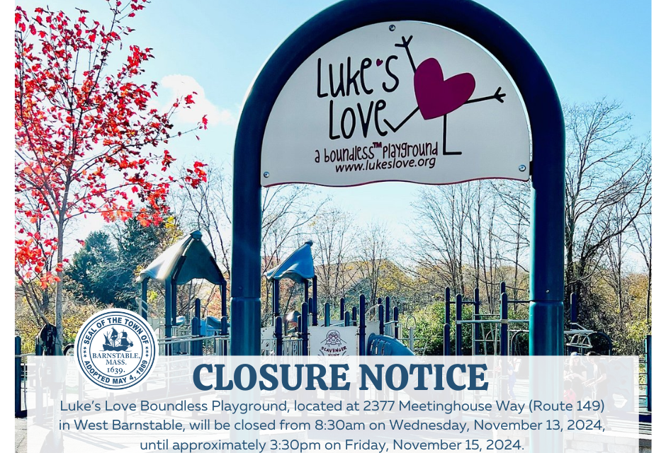 Luke’s Love Boundless Playground Closed Wednesday, November 13 through Friday, November 15